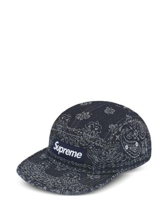 SUPREME bandana-jacquard denim cap - Blue
