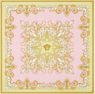 Versace White/Gold Barocco Pattern Silk Scarf