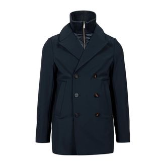 Roberto Ricci Design Double-Breasted Coats, male, Blue, Size: 2XL Surflex Double-Breasted Coat