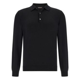 Boggi Milano Truien & Vesten, Heren, Zwart, 2Xl, Wol, Gebreid Merino Polo Shirt