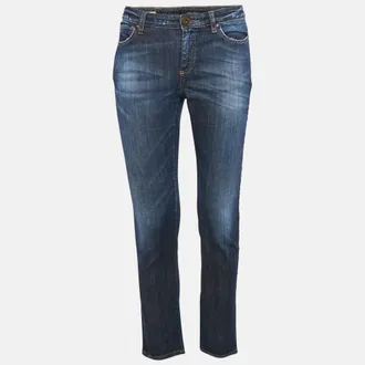 Max Mara Blue Embellished Denim Skinny Cropped Jeans S Waist