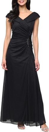 Alex Evenings Glitter Mesh Gown in Black at Nordstrom, Size 18