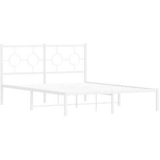 vidaXL Vidaxl - Estructura cama sin colchón con cabecero metal blanco 135x190cm