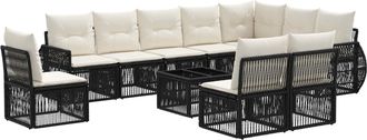 vidaXL Conjunto De Sof&aacute;s De Jard&iacute;n 11 Uds. Negro Y Blanco Crema Vidaxl