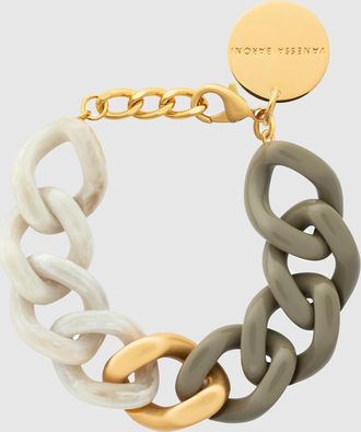 Vanessa Baroni Bracelet Flat Chain 2 couleurs Gold Light Olive Snow Green Marble