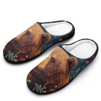 Generic Bear Mushroom Starry Sky Womens Slippers Warm House Slippers Indoor House Shoes with Anti-Skid Rubber Sole