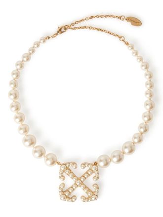 Off-white Pearls Pave halsketting met pijlpatroon - Goud