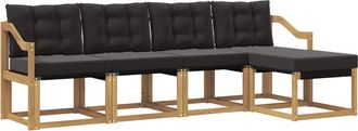 vidaXL Conjunto De Sof&aacute;s De Exterior 5 Uds. Blanco Y Negro Vidaxl