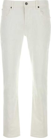 7 For All Mankind White Solid Straight Jeans