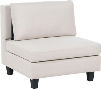Beliani Sill&oacute;n De Tela M&oacute;dulo 1 Plaza Acolchado Con Coj&iacute;n Beige Claro Unstad