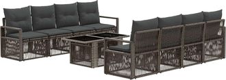 vidaXL Conjunto De Sof&aacute;s De Jard&iacute;n 9 Uds. Gris Y Gris Oscuro Vidaxl