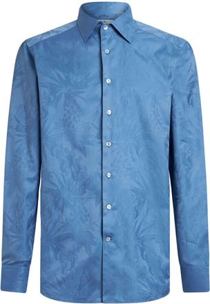 Etro jacquard-print cotton shirt - men - Cotton - 43 - Blue