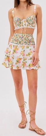 For Love & Lemons Rosalyn Mini Skirt In Marigold