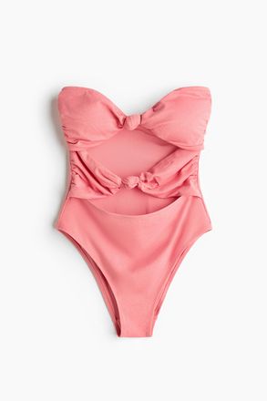 H&M Bandeau-Badeanzug mit wattierten Cups - Rosa