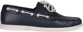 Celine Mens Bateau Leather Boat Shoes Blue Calfskin; Goatskin Flat