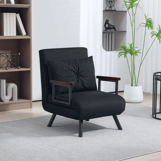 HOMCOM Click Clack Single Chair Bed Settee for Living Room in Black