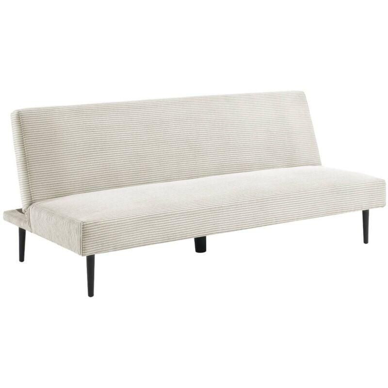 sweeek - Canapé lit Enfant en Velours côtelé dépliable. Couleur crème. L 90 x P 43 x H 51.5 cm