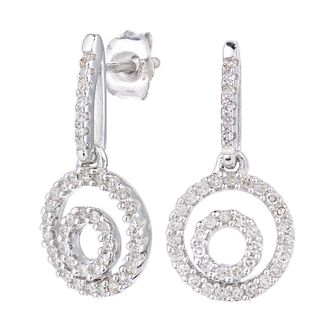 Diamant L'éternel Womens 9ct White Gold Diamond Circle Drop Design Earrings - One Size