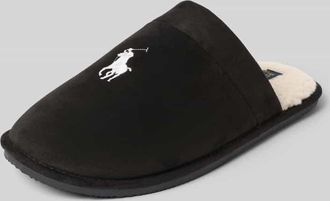 Polo Ralph Lauren Hausschuhe mit Label-Stitching in Black, Größe 42