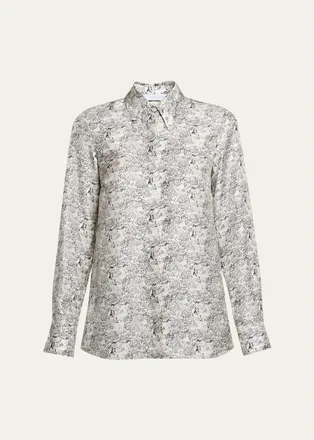 Gabriela Hearst Cruz Printed Silk Twill Button-Down Shirt