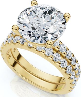 Pompeii3 Certified 3 1/2Ct Diamond Engagement Matching Wedding Rings 14k Gold Lab Grown
