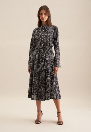 Seidensticker Sommerkleid SEIDENSTICKER Schwarze Rose, Damen, Gr. S (36), Normalgr&ouml;ssen, schwarz, 98% Baumwolle, 2% Elasthan, bedruckt, regular fit, Kleider Sommerk