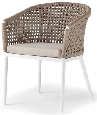 LLR Collection Outdoor Design Stuhl Cuba mit Armlehnen, Weiss/Beige