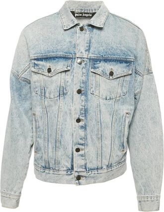 Palm Angels Denim jack met logoprint - Blauw