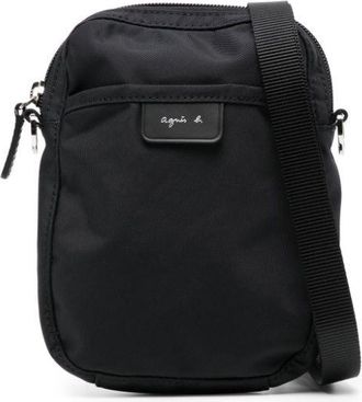 agnès b. logo-patch zipped messenger bag - unisex - Polyamide - One Size - Black