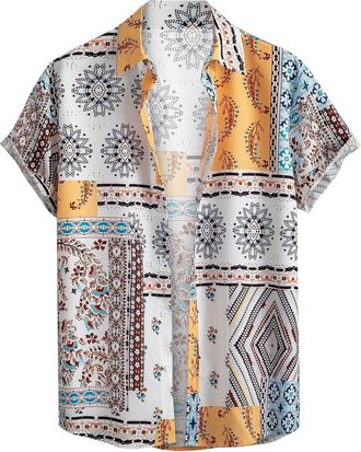 Generic Todays Deals Mens Smart Casual T Shirt Short Sleeve White Shirts for Men Adult Mens Blue Check Shirt Black Dress Shirts for Men Long Sleeve Top Mens A