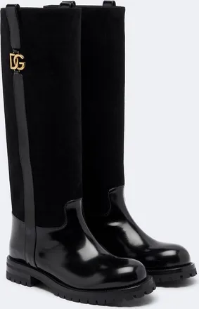 Dolce & Gabbana DG leather and suede knee-high boots