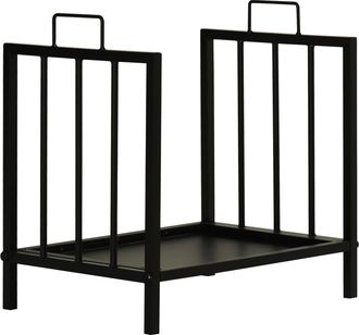 OUTSUNNY Firewood Log Holder Wood Storage Rack w/ Handles Outdoor Indoor - Black | TJ Hughes