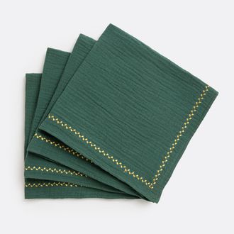 La Redoute Interieurs Set van 4 servetten, Kumla geborduurd