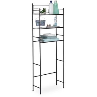 Relaxdays Mobile per Lavatrice in Metallo, 3 Scaffali Bagno, Lavanderia, Sopra wc e Asciugatrice, hlp 165x58x25 cm, Nero - Relaxdays