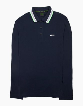 HUGO BOSS Mens Hugo Boss Plisy Regular Fit L/s Polo Navy 404 - Black - Size: 42