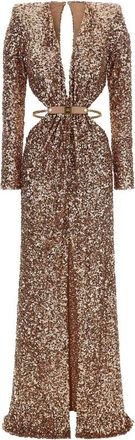 Elisabetta Franchi Red Carpet V-neck Maxi Dress