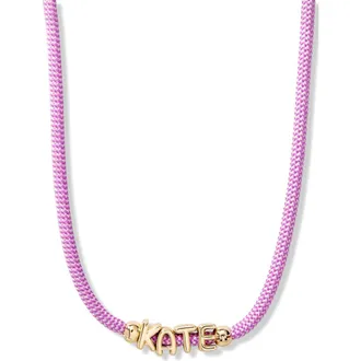 Brook & York Breezy Name Necklace in Gold/fuschsia at Nordstrom