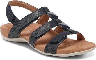 Vionic Womens Amber Adjustable Sandals In Navy/met/linen