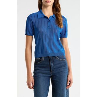 Frame Denim The Ribbed Polo Knit Top in Royal Blue at Nordstrom, Size X-Small