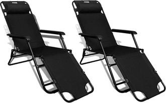 vidaXL Silla De Jard&iacute;n Negro Tela Vidaxl