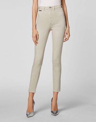 Philipp Plein Super High Waist Jegging Iconic Plein Women in Beigetwist at Nordstrom, Size 28