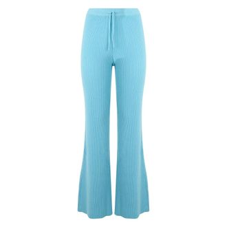 Alberta Ferretti Light blue knitted trousers with high waist - female - Alberta Ferretti - Wide Trousers - Blue - XS - Trousers