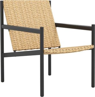 OUTSUNNY Silla De Rat&aacute;n De Jard&iacute;n Resistente A La Intemperie Con Reposabrazos Respaldo Inclinado Y Estructura De Acero Carga 120 Kg Natural