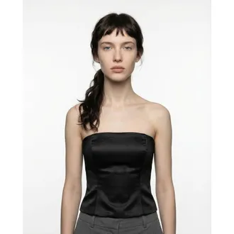 Brunello Cucinelli Black Strapless Bustier Top, Size X-Large