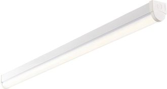 Loops 6ft Emergency Batten Light Fitting - 52W Cool White LED - Gloss White & Opal