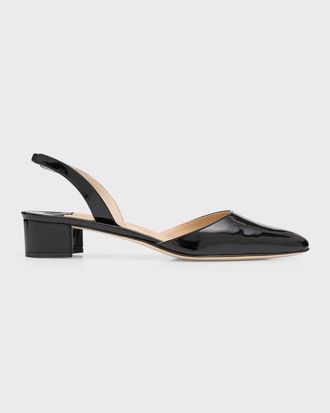 Manolo Blahnik Aspro Leather Slingback Ballerina Pumps