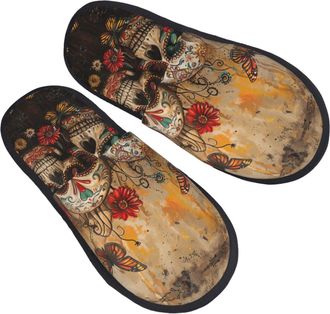 Generic Sugar Skulls Butterfly Unisex Shoes Cosy House Shoes Fluffy House Slippers For Indoor Outdoor Winter M