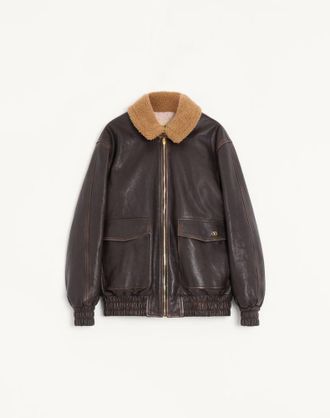 Valentino Aged-Effect Leather Caban Wo