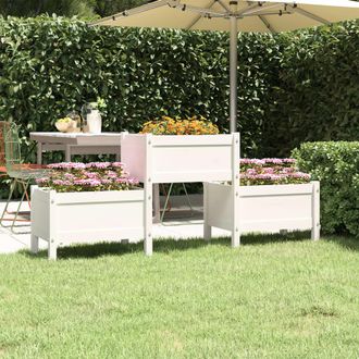 vidaXL Jardinera De Madera De Pino Maciza Blanca 178,5x44x75 Cm Vidaxl