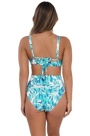 Sunsets Hannah High Waist Bikini Swim Bottoms in Sea Breeze Sandbar Rib at Nordstrom, Size X-Large